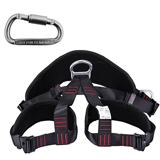 Climbing Harness,Half Body Harness Safe Seat Belt For Rock Climbing/Mountaineering/Fire Rescue/Working on the Higher Level/Rappelling Equip-with FREE Locking Carabiner