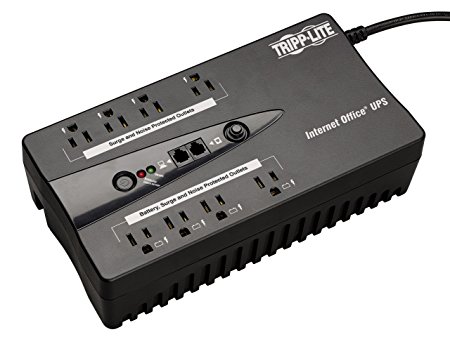 Tripp Lite 600VA UPS Desktop Battery Back Up, 8 Outlet, 300W 120V Standby, Ultra-Compact, USB (INTERNET600U)