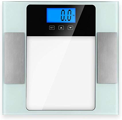 Digital Body Scale, CUSIBOX Smart Body Weight Scale Bathroom Scale with 10 Users Memory Mode, Non-Slip Large LCD Display, 6mm Tempered Glass, up to 400 Pounds