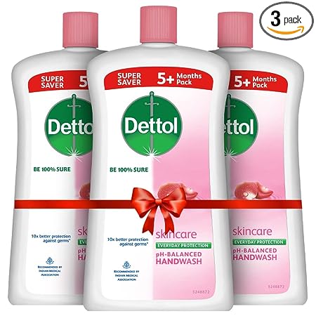 Dettol Liquid Handwash Bottle - Skincare Hand Wash- 900ml (Pack of 3) | pH Balanced | 10x Better Germ Protection