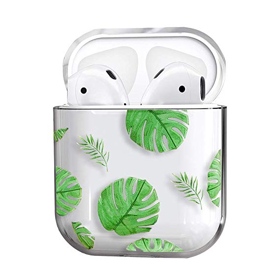 AirPods Case,Cute Clear Smooth TPU [No Dust] Shockproof Cover Case for Apple Airpods 2 &1,Kawaii Fun Cases for Girls Kids Teens Air pods (Banana Leaf)