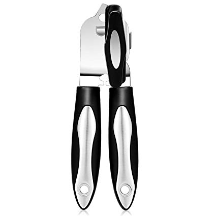 Can Opener, Adoric 3-In-1 Manual Can Opener, Stainless Steel Smooth Edge Can Opener with Ultra Sharp Cutting, Ergonomic Designed Comfort Grips Great for Seniors with Arthritis