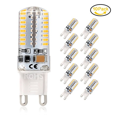 10 x G9 LED Bulbs, Jpodream 5W Dimmable LED Energy Saving Bulbs 64*3014 SMD, Warm White 3000K, [400LM, Equivalent to 40W Halogen], 360° Beam Angle, AC 85-265V [New Upgrade]