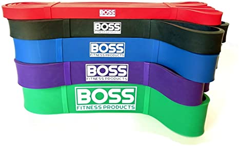 Boss Fitness Products Assisted Pull Up Bands - Power Lifting Bands - Resistance Loop Bands - Stretching Bands - 41" Inches (Single Band)