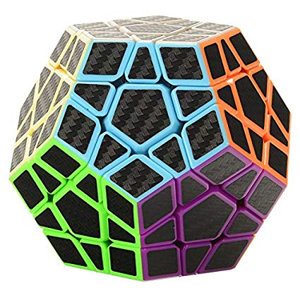 Yiwa 3x3 Megaminx Speed Cube with Carbon Fiber Sticker, Smooth Pentagonal Dodecahedron Puzzle Cube Brain Teasers for Cube Enthusiasts, Children Gift for Intelligence Development