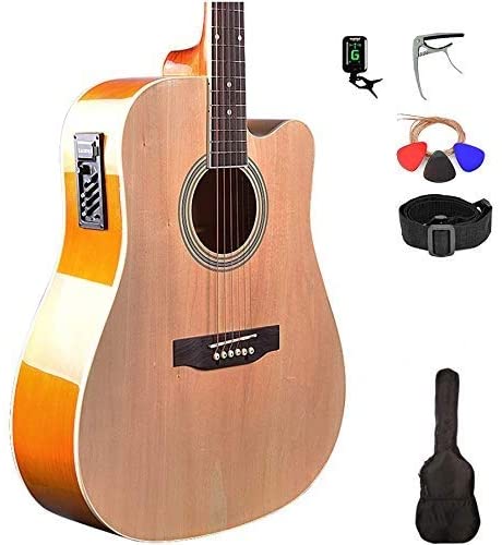 Kadence Frontier Series Acoustic Guitar Super Combo With Bag 1 Pack Strings Strap Picks Capo Tuner And Foldable Guitar Stand (Natural)