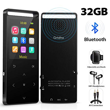 MP3 Player,32GB MP3 Player with Bluetooth,Portable Bluetooth Lossless MP3 Music Players, Digital Audio Music Player with FM Radio/Voice Recorder, Expandable up to 128G by TF Card