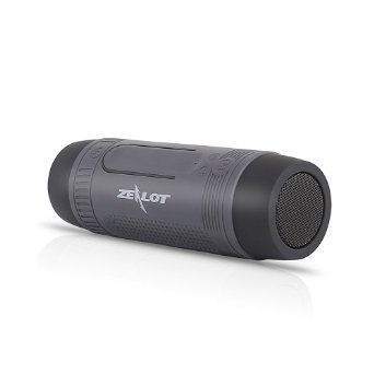 ZEALOT S1 Portable Multifunction Wireless Bluetooth Speaker Support Mobile Power Bank Microphone Emergency Torchlight FM Radio and TF Card Function for Outdoor Riding Climbing Campinggrey