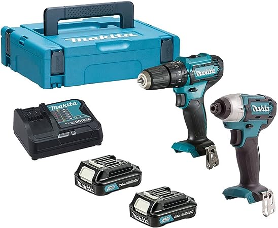 Makita CLX228AJ 12V Max Li-ion CXT 2 Piece Kit comprising HP333DZ, TD110DZ Complete with 2 x 2.0 Ah Li-ion Batteries and Charger Supplied in a Makpac Case