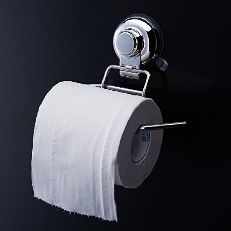 Ipegtop Toilet Tissue Roll Paper Towel Holder Stainless Steel Vacuum Suction Kitchen with Rotate and Lock Suction Cups