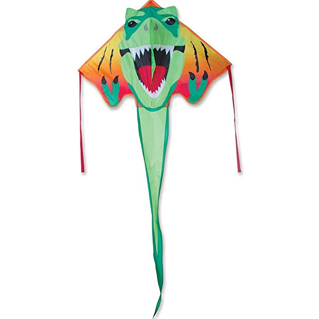 Large Easy Flyer Kite - T-Rex Dinosaur (46" X 90") with 300 Ft 30lb Test Kite String and Winder