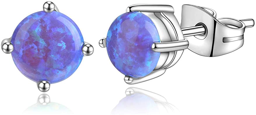 Candyfancy 20g Cartilage Earring 3mm Light Blue Opal Stud Earrings for Women Men Surgical Steel Forward Helix Earring Piercings Jewelry