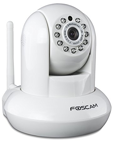 Foscam FI9821W V2 Megapixel HD 1280 x 720p H.264 Wireless/Wired Pan/Tilt IP Camera with IR-Cut Filter (White) (Certified Refurbished)