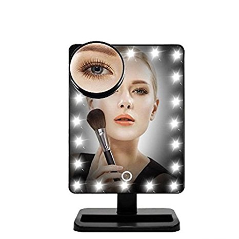 Lmeison Touch Screen 20 LED Lighted Makeup Mirror with Removable 10x Magnifying Mirrors