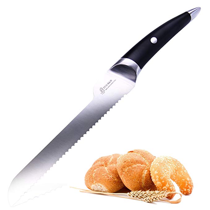 TUO CUTLERY Bread Knife 8" - Japanese Ultra Stainless Steel Kitchen Knife with Balanced Comfortable Handle - B&W Series