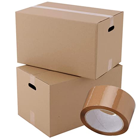 30 House Moving Large Packing Storage Strong Double Walled Cardboard Boxes With Bubble Wrap & Brown Tape 45cm x 31.5cm x 24cm 40 Litres