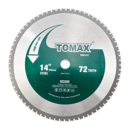 TOMAX 14 Inch 72 Tooth Industrial Level Steel and Ferrous Metal Saw Blade with 1 Inch Arbor