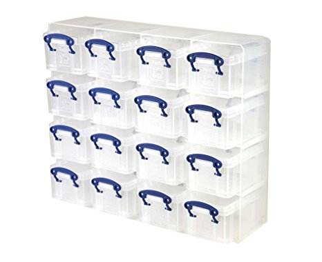 Really Useful Box Plastic Storage Organiser 0.3 Litre Pack Of 16 - Color: Clear