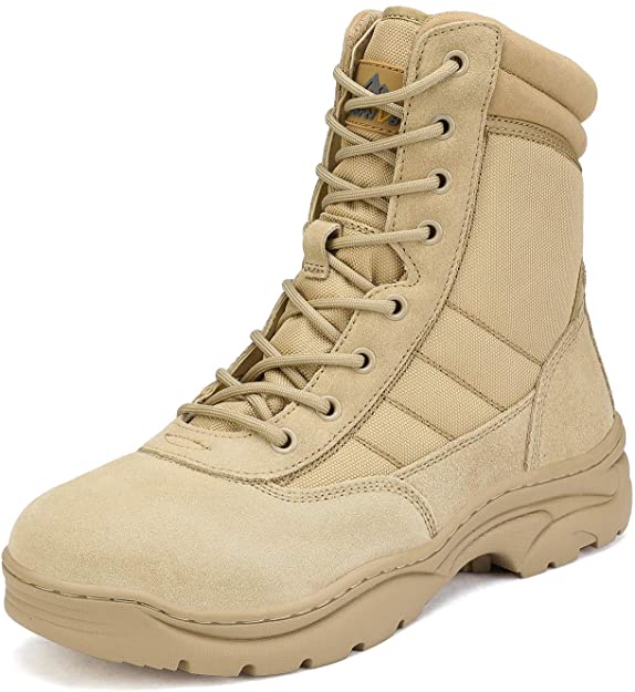 NORTIV 8 Men's Military Tactical Work Boots Side Zipper Leather Motorcycle Combat Bootie