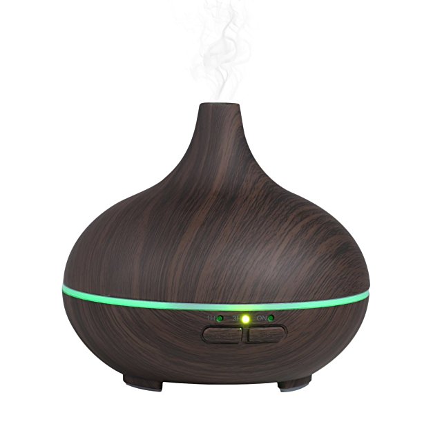 150ml Ultrasonic Oil Diffuser, LESHP Wood Grain Essential Cool Mist Air Purifier Quiet Humidifiers Oil Burner with 7 Color Changing LED Lights Auto Shut-off for Home, Office, Baby Room, Living Room, Yoga, Spa,Gym