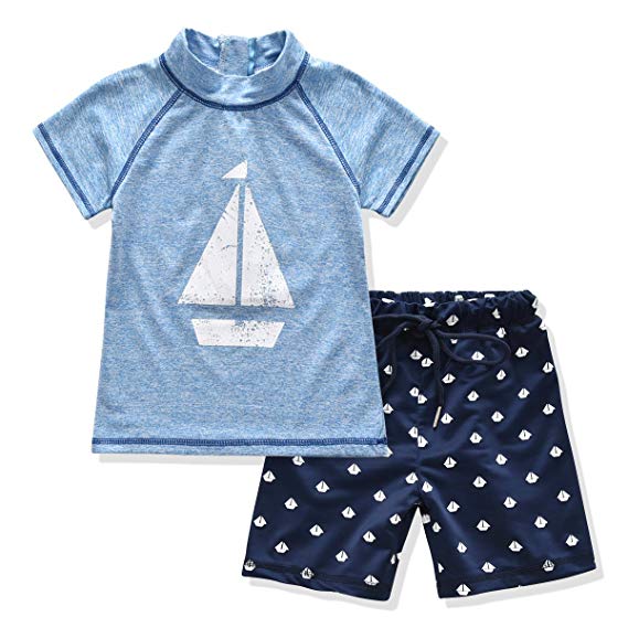 Little Boy 2 Piece Swimwear Set Tshirt and Shorts Suit for 3 to 7 Age Kids
