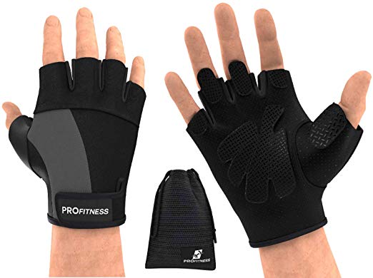 ProFitness Weight Lifting Gym Gloves (Fingerless) | Durable Padded Design for Weightlifting, Cross Training, Bodybuilding & Powerlifting | Strong Grip Workout Accessory for Men & Women