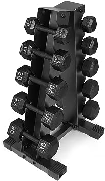 WF Athletic Supply 200Lb Dumbbell Set, 10-30Lb Dumbbell Set with A Frame Storage Rack for Muscle Toning, Strength Building & Weight Loss - Multiple Choices Available