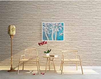 Blooming Wall: Faux Grasscloth Pattern Wallpaper Roll for Livingroom Bedroom, 20.8 In32.8 Ft=57 Sq.ft,linen&rice