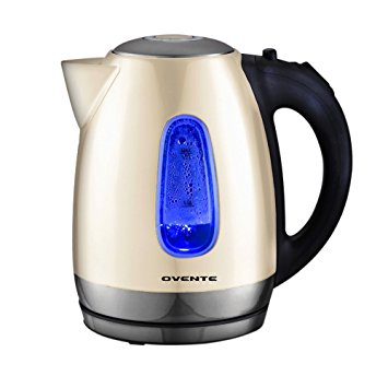 Ovente 1.7 Liter BPA Free Stainless Steel Cordless Electric Kettle, Beige (KS96BG)