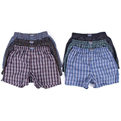 Knocker Men's Plaid Boxer Shorts Underwear(6-Pack)
