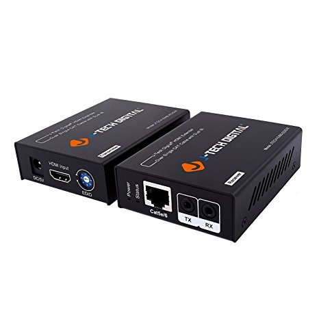 J-Tech Digital HDMI Extender By Single Cat 5E/6/7 up to 200ft with Dual IR and EDID support DTS, Dolby, LPCM