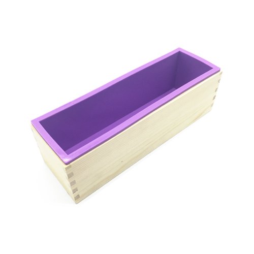 OTRMAX Flexible Rectangular Soap/Loaf Silicone Mold with Wood Box for DIY Homemade Soap Cake Making Supplies Crafts (Purple)