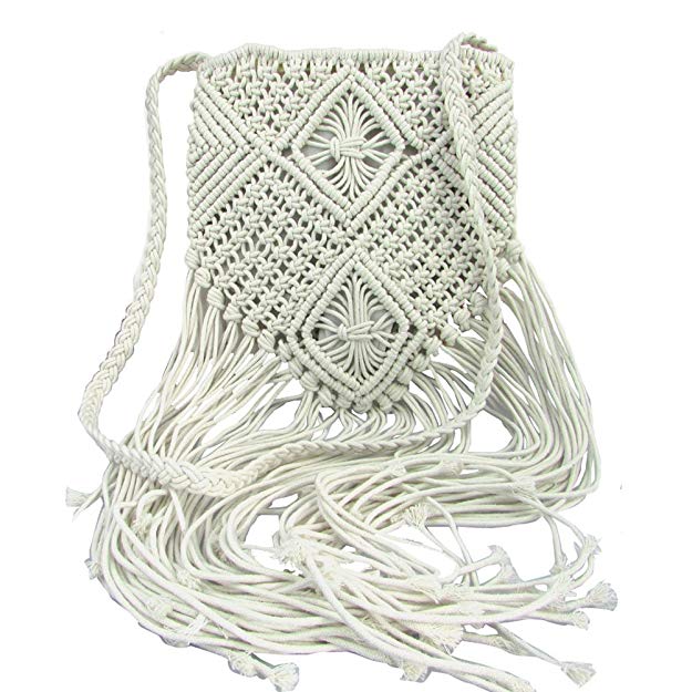 Donalworld Girl Beach Fringed Crochet Messenger Bag Bohemian Shoulder Bag