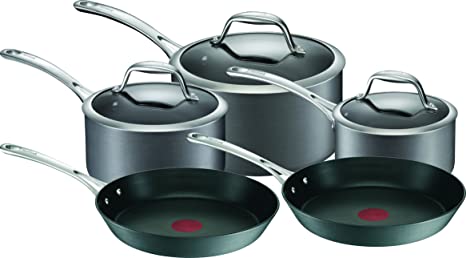 TEFAL Gourmet Anodised Cookware Set, Black, A860S544 5 Pieces