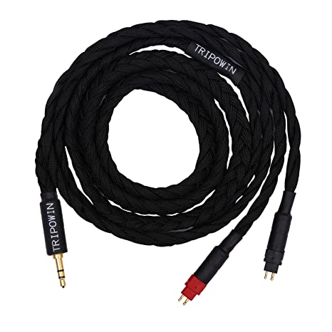 Tripowin GranVia Upgraded OFC High Purity Headphone Audio Replacement Cable (3.5mm Plug, HD650, 1.5m Length, Black)