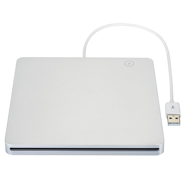 External DVD Drive, TOPELEK Slot-in USB CD RW Driver DVD Optical Drive External Player for Apple MacBook Pro Air iMAC Windows 10 8.1-White