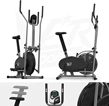 We R Sports Deluxe 2-IN-1 Cross Trainer & Exercise Bike Fitness Cardio Workout With Seat