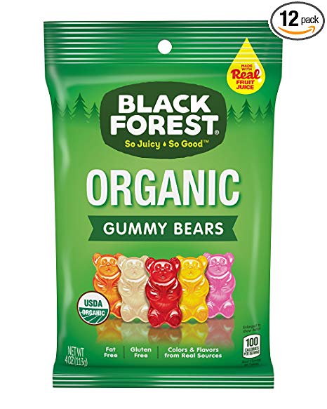 Black Forest Organic Gummy Bears Candy, 4 Ounce Bag, Pack of 12