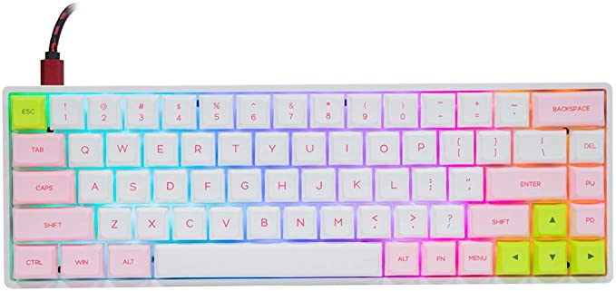 EPOMAKER SKYLOONG SK68S Hot-swap RGB Bluetooth5.1 Wireless/Wired Mechanical Keyboard with 1900mAh Battery, Dye-subbed PBT GSA Keycaps for Mac/Win/Android/iOS (Gateron Optical Black, Pink White)