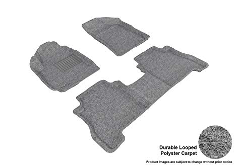 3D MAXpider Complete Set Custom Fit Floor Mat for Select Hyundai Santa Fe Models - Classic Carpet (Gray)