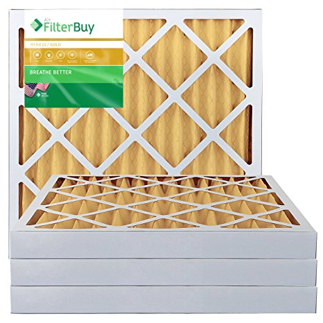 AFB Gold MERV 11 20x25x2 Pleated AC Furnace Air Filter. Pack of 4 Filters. 100% produced in the USA.