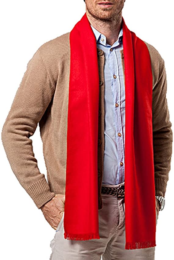 Mens Business Casual Warp Cashmere Scarves Classic Long Winter Scarves - Red