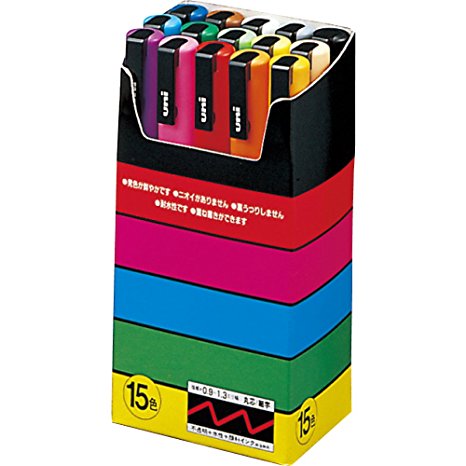 Uni-posca Paint Marker Pen - Fine Point - Set of 15 (PC-3M15C)
