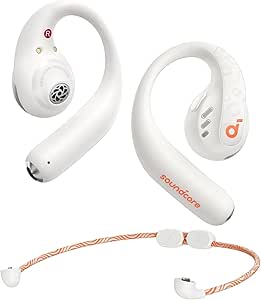 soundcore by Anker AeroFit Pro Open-Ear Headphones, Ultra Comfort, Secure Fit, Ergonomic Design, Rich Sound with LDAC, Bluetooth 5.3, IPX5 Water-Resistant, 46H Playtime (White)