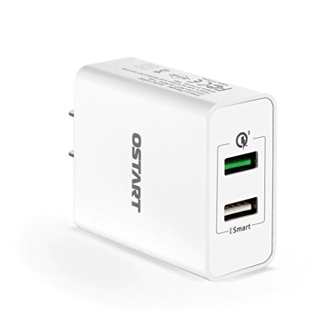 USB Quick Charger 3.0 Ostart 30W(4X Faster) Wall Adapter with Dual USB Plug (2.0 Compatiable ) for iphone ipad Samsung &Other.