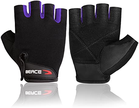 BEACE Weight Lifting Gym Gloves with Anti-Slip Leather Palm for Workout Exercise Training Fitness and Bodybuilding for Men & Women