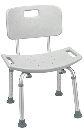 Secure BSCB-1 Adjustable Shower and Bath Chair with Seat Back - Tool-Free Assembly