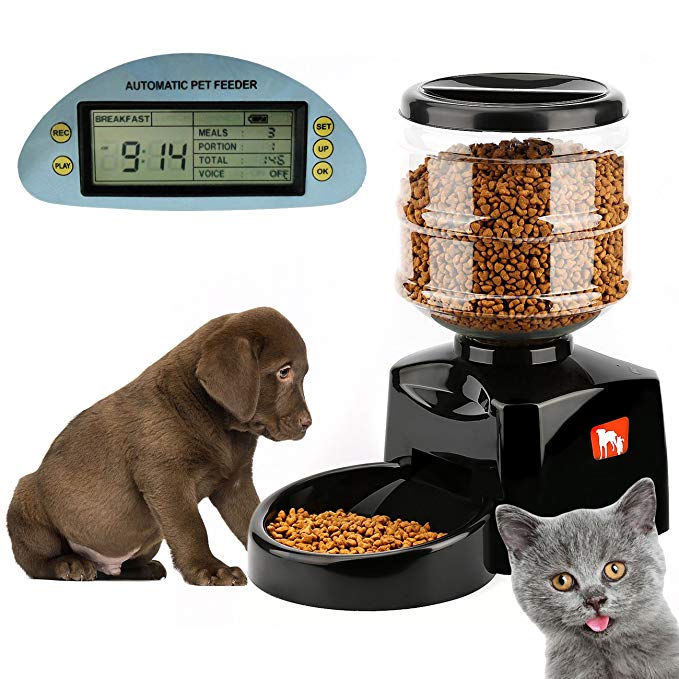 Happy & Polly Electronic Portion Control-Automatic Dry Food Pet Feeder Large Capacity for Dogs and Cats