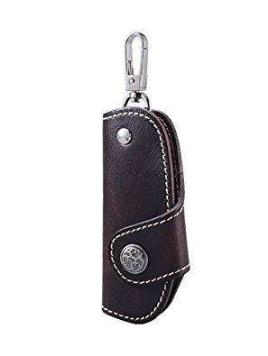 MEKU Handmade Genuine Leather Car Smart Key Chain Case Pocket Key Holder