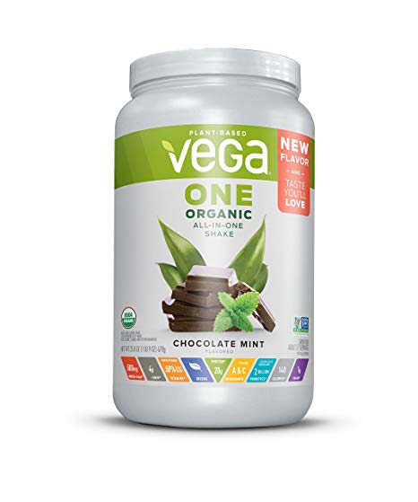 Vega One Organic All-in-one Shake Chocolate Mint  - Plant Based Vegan Protein Powder, Non Dairy, Gluten Free, Non GMO,25 Oz,Pack of 1